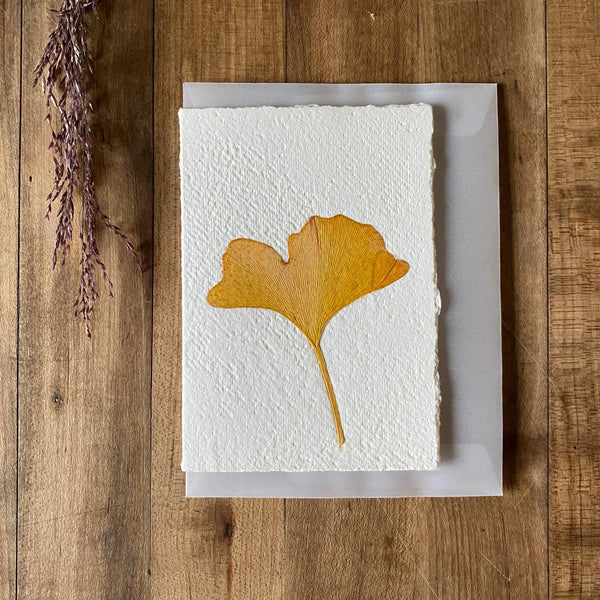 Gingko Leaf Handmade Greeting Card