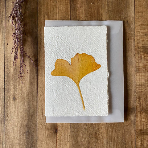 Gingko Leaf Handmade Greeting Card